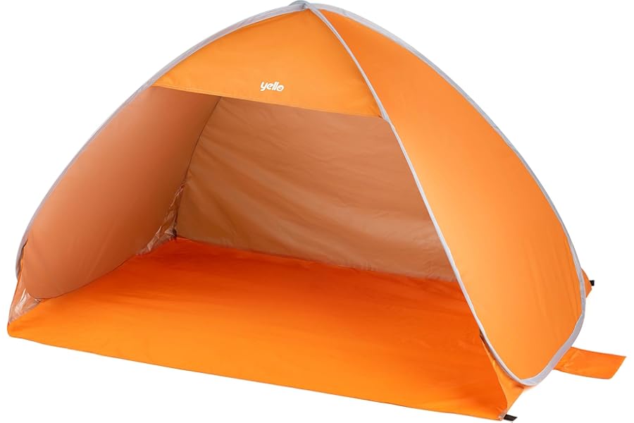 Yello Pop Up Beach Shelter, 2-3 Person with UPF 50+ UV Protection, Lightweight Beach Sun Shelter, Easy Set Up, Beach, Camping, Picnic, Orange