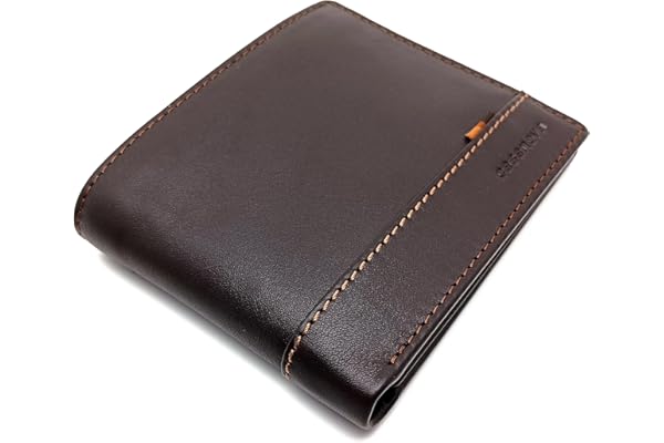 Cartera para Hombre Americana CON Monedero de Cuero, Piel Ubrique, Billetero Tarjetero Horizontal, Hecho a Mano, Proteccion RFID, 14295 Marron