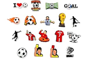 JZK 18x Adornos para Zapatos de Fútbol para Crocs Hombres Niños Adornos para Zapatos de la Copa del Mundo Geniales Widgets para Zapatos de Croc, decoración de Zapatos para Regalo de Zuecos