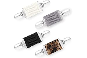 Prasacco 4 Stück Kleid Cinch Clip, Pullover Clips Schal Clip Sweater Cardigan Clips Retro Cardigan Kragen Clip Hemd Brosche Clip Elastischer Clip für Pullover, Kleider, Hemden (4 Farbe)
