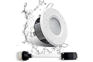 Sweier Spot Encastré Étanche IP65, Luminaire étanche blanc mat Plafonnier LED, Aluminium coulé, Angle 38°, Coupe 68mm - Compatible ampoules GU10 (non incluses), Éclairage salon cuisine chambre