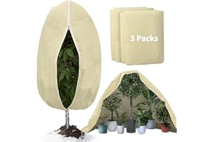 Wzzy Gurden 3 Pezzi Cappuccio Protezione Piante Inverno, Telo per Piante Inverno Antigelo, Protezione Invernale per Piante in Vaso, Protezione Piante dal Freddo per Agrumi Limone in Vaso (80 x 100cm)