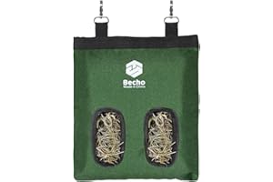 BECHO Guinea Pig hay Feeder Bag, Rabbit Bunny Hamster Chinchilla Feeder Holder Cage, Small Animal Hanging Food Storage, 600D Oxford Cloth Fabric (Green)