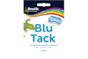 Bostik BLU TACK | WHITE | Original REUSABLE Sticky Adhesive HOME SCHOOL OFFICE Walls BLU HACKS NO MARKS Safe Craft ART Clean Handy (1 x PACK (SAMPLE) WHITE - BLU TACK)