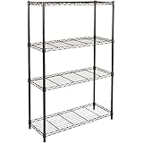 Amazon Basics - Scaffalatura a 4 ripiani, Nero, 35.6 cm D x 91.4 cm W x 137.2 cm H