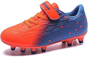 Maxome Kids Football Boots, FG/AG Boys Girls Athletic Soccer Cleats Shoes for Training, Practice, Running with Velcro