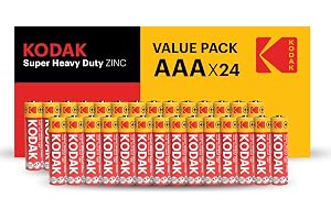 KODAK Super Heavy Duty 24-Pack AAA Batteries, Triple A Battery Pack, Carbon Zinc 1.5V, 3-Year Shelf Life, Disposable Household Batteries for Low-Drain Devices, R03, Shrink Packed (24 Count)