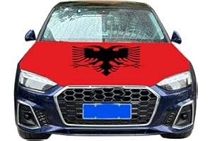 DAWANMENT Autohaubenabdeckung mit Albanien-Flagge, 1,2 x 152 cm, elastische Stoffe, waschbar, für Motorhaube, Banner, Flagge für Dekoration, Veranstaltungsartikel