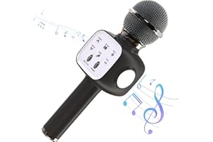 Tikimoon Wireless Microphone,Karaoke Bluetooth Microphone for Boys,Girls and Adults,Karaoke Mic Singing Machine with LED Lights,Android/IOS phone Bluetooth Mic for Paty,Singing,Recording (Bk)