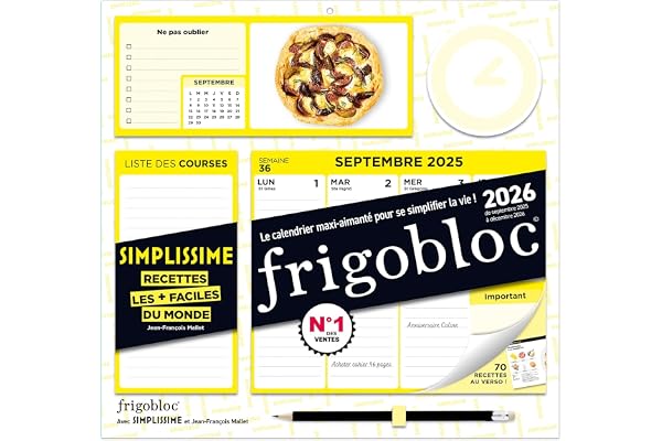 Frigobloc Hebdomadaire 2026 Simplissime (de sept. 2025 à déc. 2026) - Edition 2025