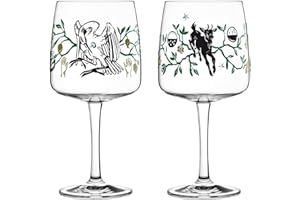 Dekomiro Ritzenhoff Gin Ginglas Set di 2 bicchieri per la primavera 2020 di Karin Rytter Storch e capra con panno per la pulizia del vetro