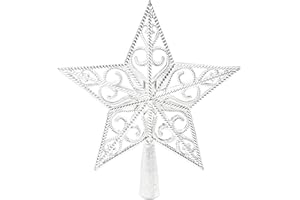 Dmnnlp Weihnachtsbaumspitze Silber, Weihnachtsbaumspitze Stern Vintage AusgehöHlt Weihnachtsbaum Spitze, Ideale Baumspitze Tannenbaum Stern Weihnachtsfeier Decoartion (Silber)