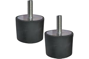 AERZETIX - Set di 2 pezzi - Piedini gambe tondi antivibranti isolanti - filettatura M8 - Ø40mm H:30mm - durezza Shore 55+/-5 - gomma e acciaio - carico 1600N - C48893