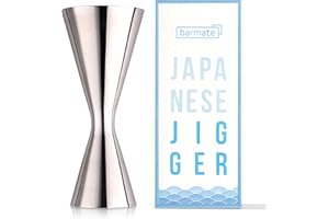barmate Japanese Jigger, Messbecher aus Edelstahl mit Innen-Skala, max. 50ml/25ml, hochwertiges Bar-Zubehör für den perfekten Cocktail