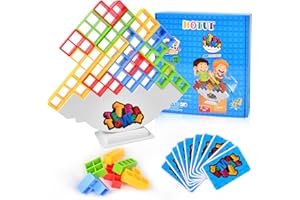 HOTUT Tetris Gioco, 16pcs Blocchi di Costruzione Russi, Tetra Tower Gioco Equilibrio Impilabili, Giochi Educativi Montessor per Bambini Oltre 5 Anni, Tetris Tower Balance Building Toy for Kids Adults