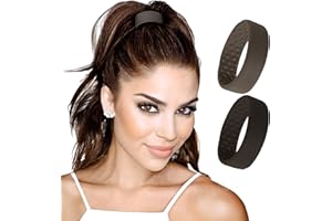 Medium PONY-O for Fine to Normal Hair or Slightly Thick Hair - PONY-O Revolutionary Hair Tie Alternative Ponytail Holders - 2 Pack Black and Brown Original Patented Hair Styling Accessories