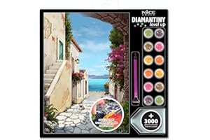 DIAMANTINY Level Up - Landscape Painting - Actividad Crystal Art, Diamond Painting Kit, 1 cuadro surtido, A4, 96350