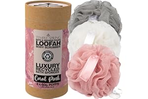 Temple Spring Esponja Exfoliante Corporal, Esponja Ducha, Loofah Reciclada, Lufa Estropajo, Luffa Body Scrub - Rosa Coral