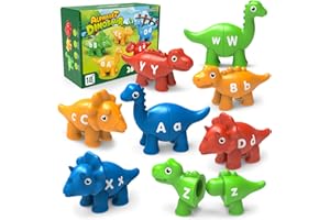 Simfunso Learning Toys for 2 3 4 Year Olds Gifts, Educational Toys for Boys & Girls, Dinosaur Matching Letters Game Color Sorting Toys, Montessori Toys for 3-5 Year Olds