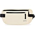 RFID Blocking Money Belt for Men Women, Slim Fanny Pack for Travel，Running,Conceal Waist Wallet for Passport Holder,Phone,Cash(Cream White)
