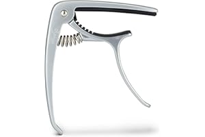 PICK GEEK Django Guitar Capo | for Acoustic, Electric, Ukulele & Classical Guitars | Silver | Includes Peg Puller for Changing Strings | Easy To Use Quick-Release | Extra Padding for Neck Protection
