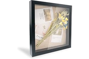 GraduationMall 28x28cm 3D Cornice Profonda Scatola per Ombre,Cornici per Foto per Oggetti fino 3.8 cm,Scatola di Memoria,Cornici da Parete e da Tavolo Nero
