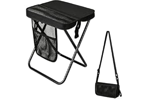 FARYODI Hopfällbar Pall, Vikbar Campingpall, Minihopfällbar Stolpall 31 Cm, Håller Upp Till 120 Kg, Svart, Oxfordtyg, Lätt Fi