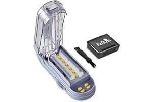 Fullicon Multiple Pill Cutter, Adjustable Pill Cutter for Small Pills with Accurate Pill Alignment, Stainless Steel Cutting Blade & Blade Guard, Pill Splitter with Free Brush & Pill Box (Grey)