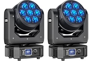 FIERYZEAL 2PCS Moving Head LED 7X40W Bühnenlicht Strahler dmx RGBW mit Zoomfunktion Wash Effekt für Hochzeits Disco DJ Party Strahler Bühnenbeleuchtung Discolicht Party lichter lichteffekte