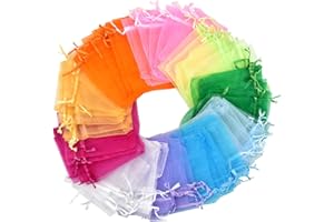 FODLON 100pcs Organza Bags Small Gift Bags 10 * 12cm Jewelry Pouches Mini Drawstring Bags Mesh Sachet Bags for Wedding Favour Party Gift Candy Packing, Assorted 10 Colors