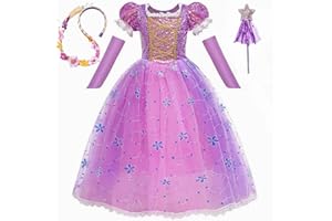 MISS & MR BM Rapunzel Dress Up For Girls Princess Costumes Deluxe Rapunzel Fancy Dress & Accessories for Parties, Cosplay, Birthdays, Halloween and Christmas, Age 2-10 Years