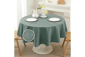 Vorvowry Mantel Antimanchas Rectangular Redonda con Efecto Lino Mantel Impermeable Hule Mesa Manteles para Fiesta Cocina Comedor Redonda 160cm Gris Azul