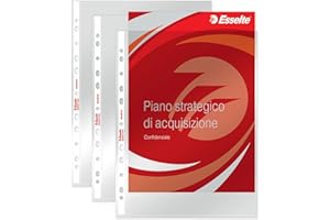 Esselte Buste Perforate Deluxe, in PPL Lucido, per Archiviare e Conservare Documenti in Formato 22x30 cm, Confezione da 100 Buste, 395697500