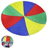 Ballery Parachute, 6FT Rainbow Color Parachute Game with 8 Handles Popular Entertainment for Kids Sports Activities Parties G