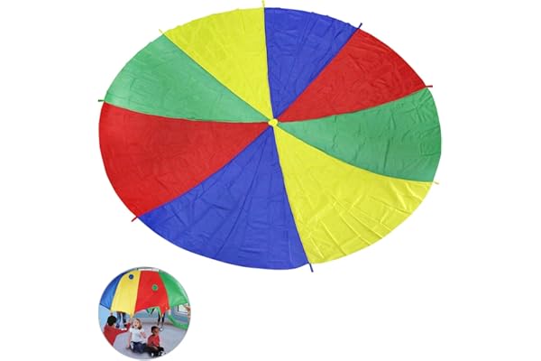 Ballery Jeu Parachute, 2 Mètre Parachute de Couleur Tente de Jeu avec 8 Poignées Populaire aux Fêtes en Groupe pour Enfants (6 Ft)