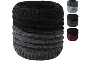 NLAND Bufandas Para Hombres Y Mujeres Bufanda De Cuello Redondo De Punto Cálido De Invierno Bufanda De Cuello Alto Con Forro Polar Grueso