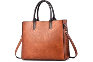 NICOLE & DORIS Sac à Main Femmes Grande Capacité Sac Bandoulière Sac Cabas Carree Sac Fourre-Tout Sac Epaule en Cuir Sac de Shopping Sac Travail Femme Marron
