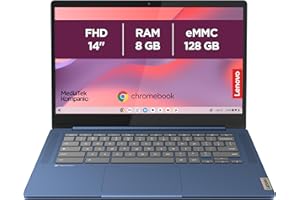 Lenovo IdeaPad Slim 3 Chrome 14M868 - Ordinateur Portable 14'' FHD (MediaTek Kompanio 520, RAM 8Go, SSD 128Go, Arm Mali-G52 2EE MC2 GPU, Chrome OS) Clavier AZERTY Français - Bleu