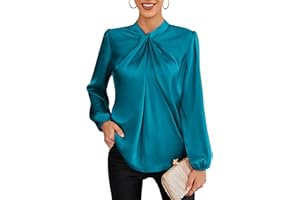 GRACE KARIN Blusa Elegante Donna Maniche Lunghe Tinta Unita con Bottoni Scollo a V da Ufficio Casual