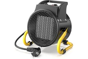 DAHTEC Chauffage Soufflant 2000W - Chauffe Rapide & Économie d'Énergie - Industriel Radiateur électrique - Angle Réglable & Thermostat - Idéal pour la Maison, Atelier et la Chantier