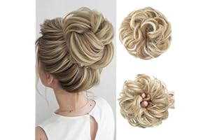 ‎JJSTAR JJstar Haarteil Mit Gummiband, Groß Dutt Haarteil Blond Gelockt Haargummi Mit Haaren Hochsteckfrisuren Haarverlängerung Messy Bun Haarteile für Damen Mädchen Pferdeschwanz (Schmutziges Blond)