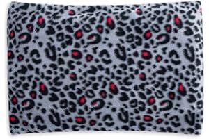 UMOI Cojín de huesos de cerezo para la relajación y el bienestar | Funda de felpa de peluche extraíble Pink Leopard | 350 gramos | 30x20cm