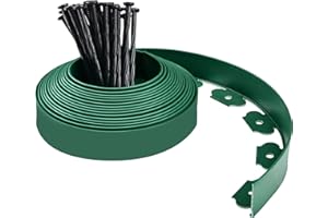 X-SHUAN Lawn Edging 20m, Garden Edging Border with 60 Securing Pegs for Flower Beds, Lawns Border, Garden Edges, and Pavement Design