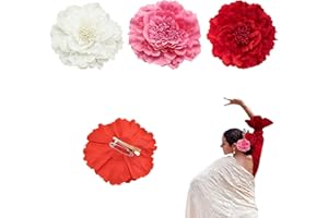 GENÉRICO Pack 3 | Clips de Pelo de Clavel para Flamenca | Flor Flamenca Pelo | Peineta Flamenca y Accesorios para la Feria de Abril | Sevillana, Boda y Fiesta | Rosa, Rojo, Blanco