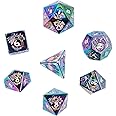 DollaTek Dragon Pattern DND Metal Dice Set for Dungeon and Dragon DND Dice Game (with Black Bag) - Colorful