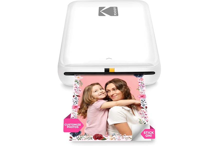 KODAK Step Instant Smartphone Photo Printer, Portable Mini Color Wireless Mobile Printer, Zink 2x3” (5.1x7.5 cm) Sticky-Back Photos, Bluetooth Compatible with iOS & Android Devices, Editing App, White