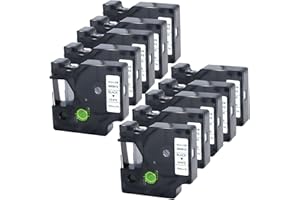 MOLABEL Lot de 10 bandes de rechange pour étiquettes compatibles Dymo D1 45013 S0720530 (12 mm x 7 m) - Ruban adhésif noir sur ruban blanc avec Dymo Label Manager 160 200 210D 280 360D 420P 450D