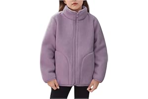 MEIHAOYIT Winterjacke Mädchen Einfarbig Langarmshirts Stehkragen Oberteile Warm Kinderjacke Dicke Wintermantel Unisex Plüsch Fleecejacke Mäntel für Mädchen mit Reißverschluss und Tasche 1-15 Jahre