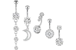 Mayhoop Piercing Ombelico Anello con Ombelico in Acciaio Inoxydable 14G 10mm Perla Corpo Ombelico Pancia Ombelico Piercing