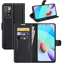 Cover Portafoglio Per Xiaomi Redmi 10C In Pelle PU Con Motivo 3D - Custodia Magnetica Con Slot Per Schede E Cordino - Antiurto E Flip - Colore Nero